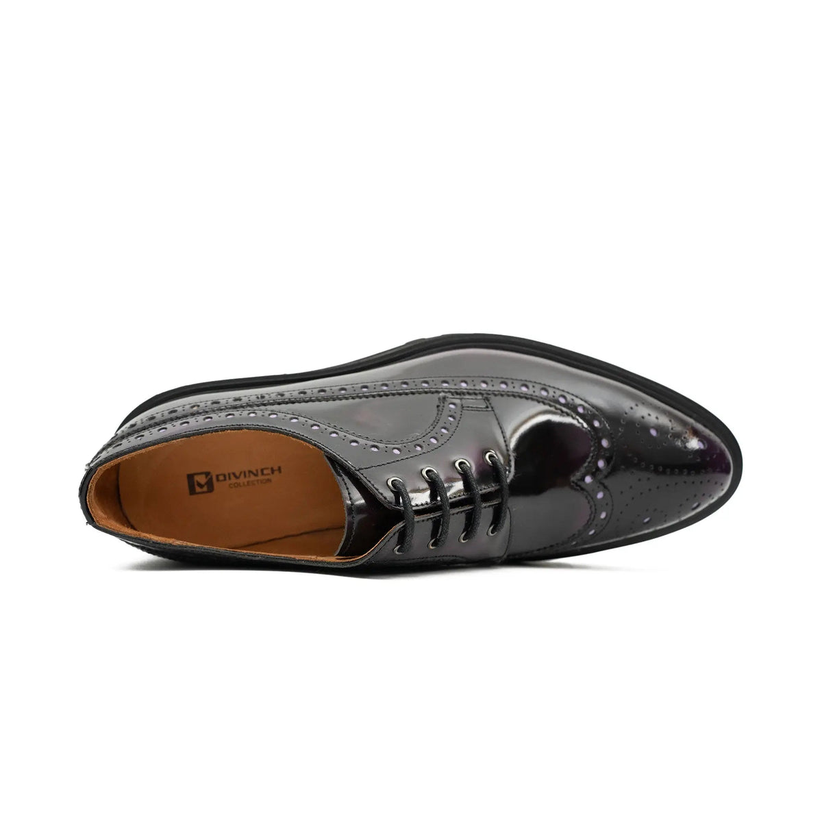 Dark Purple-Black Reflective Wingtip Derby Shoe