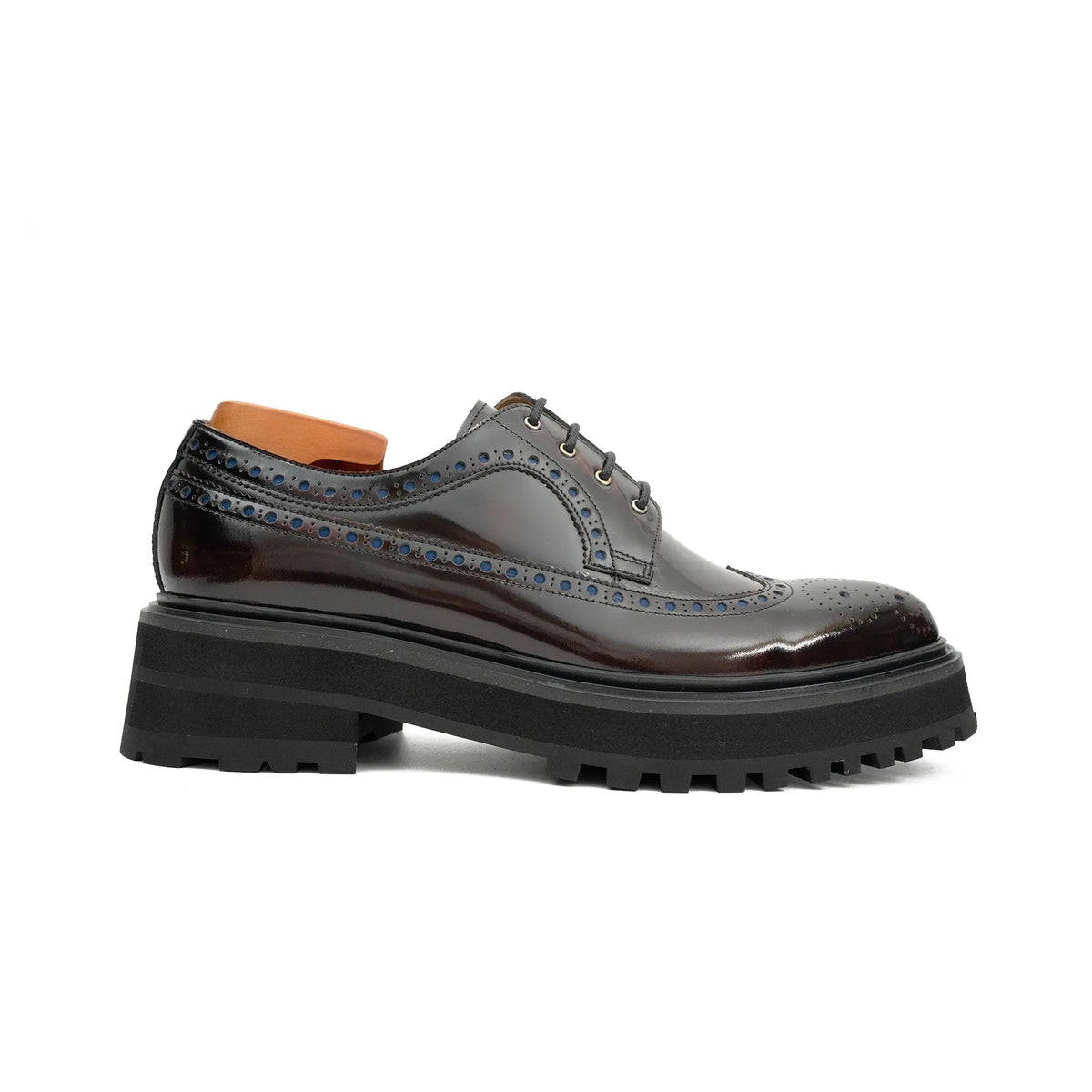 Black and Red Shaded Wingtip Derby Shoe