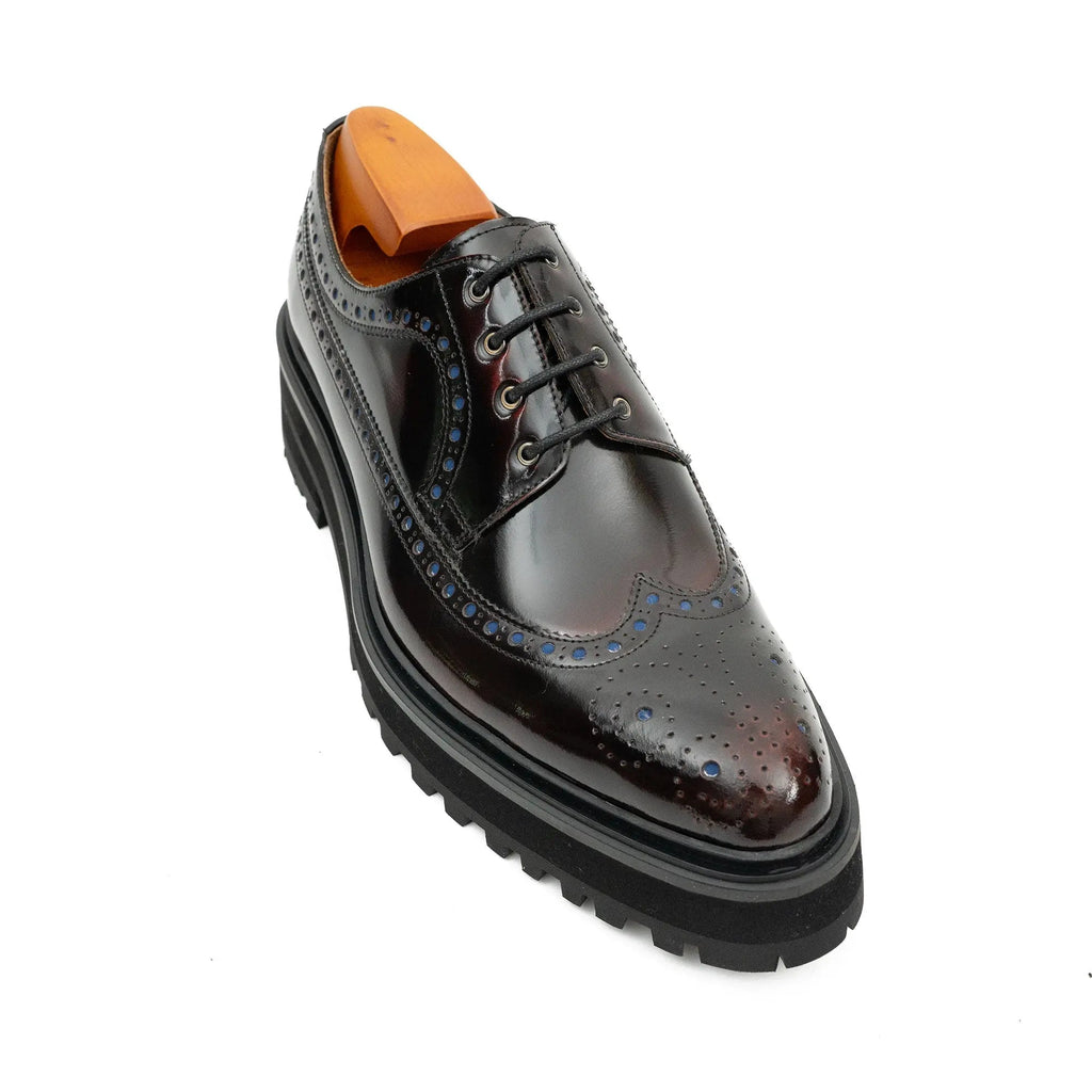 Black and Red Shaded Wingtip Derby Shoe