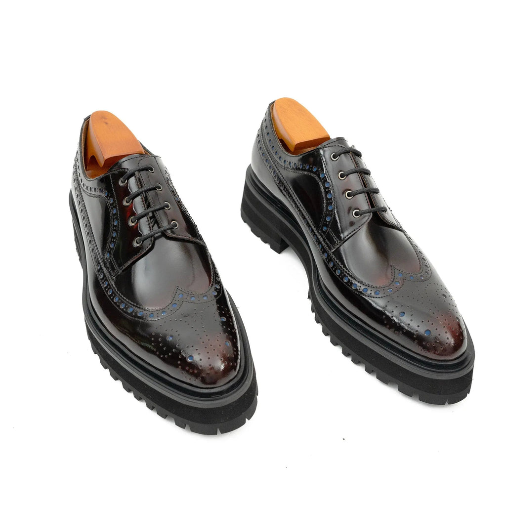 Black and Red Shaded Wingtip Derby Shoe