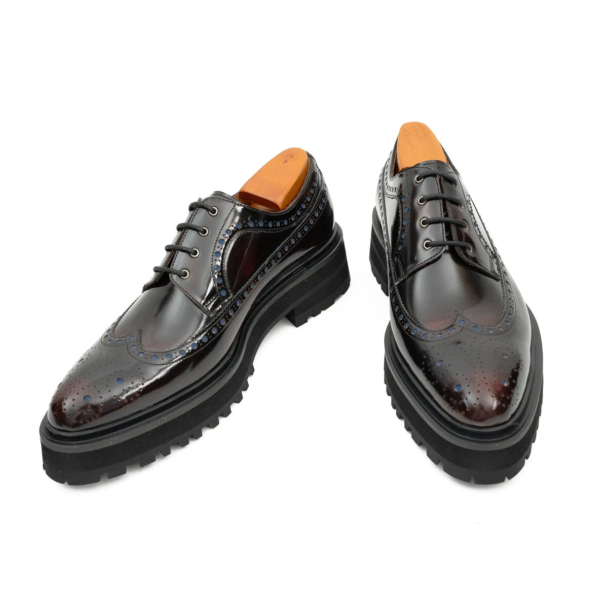 Black and Red Shaded Wingtip Derby Shoe