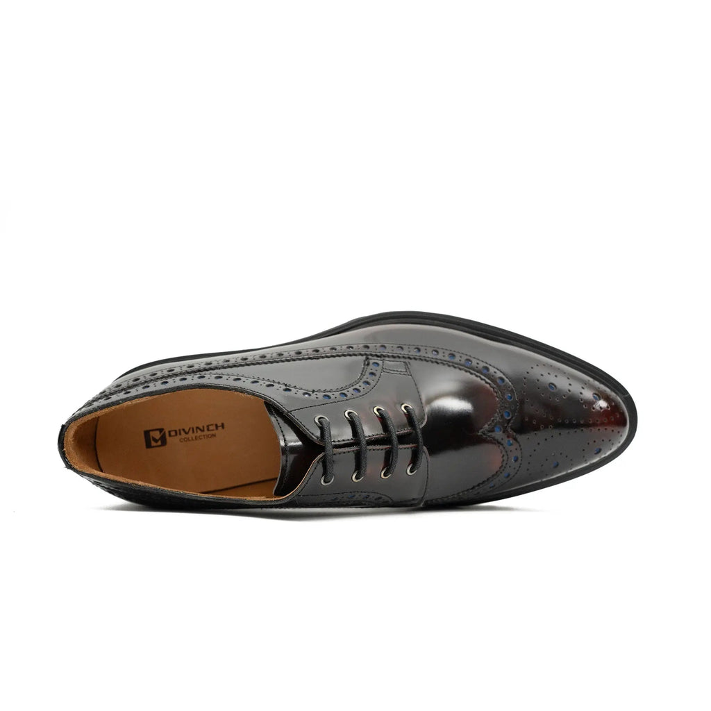 Black and Red Shaded Wingtip Derby Shoe