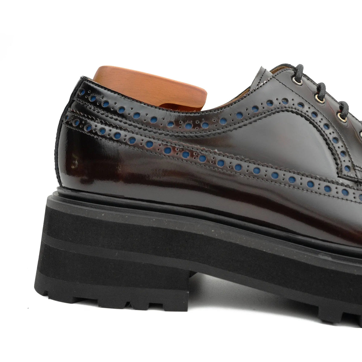 Black and Red Shaded Wingtip Derby Shoe