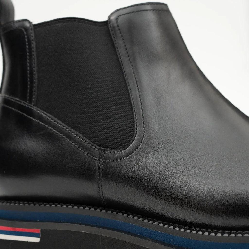 Black Square-Toe Chelsea Boots with Pull Tab