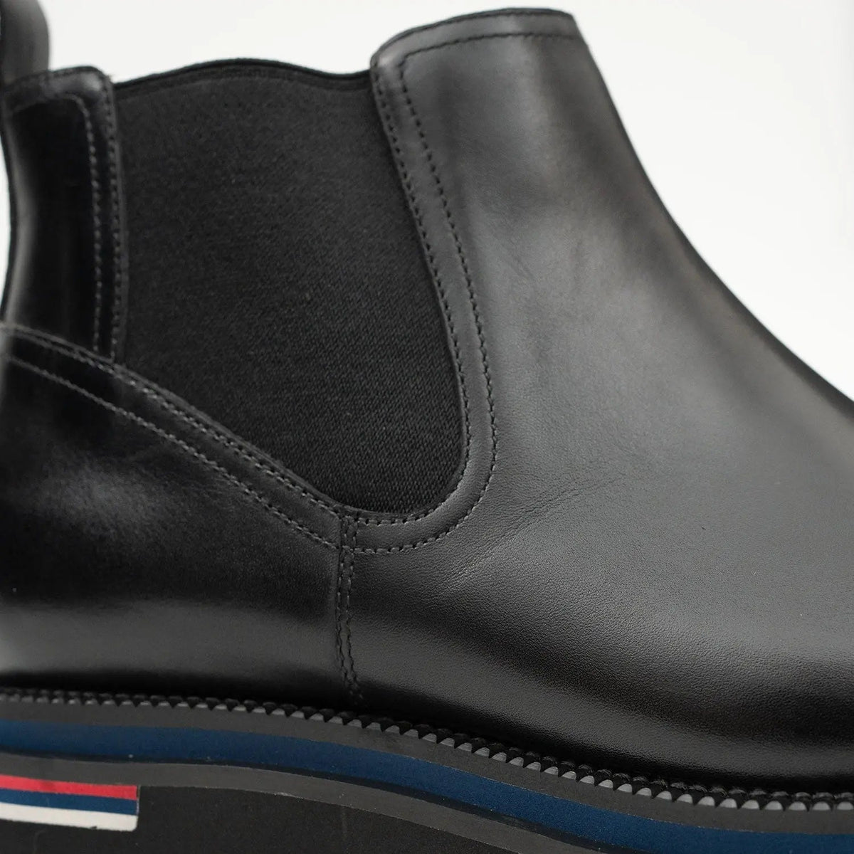 Black Square-Toe Chelsea Boots with Pull Tab