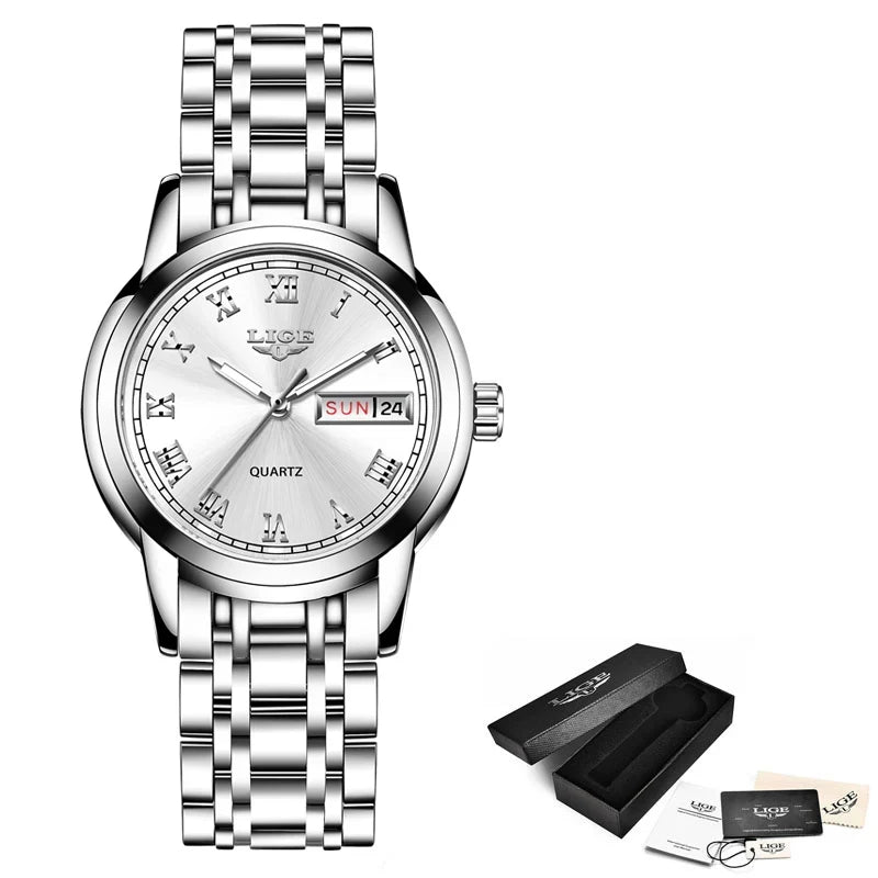 Women's Roman Numeral Day-Date Bracelet Watch