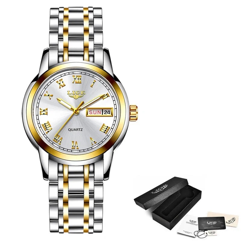 Women's Roman Numeral Day-Date Bracelet Watch