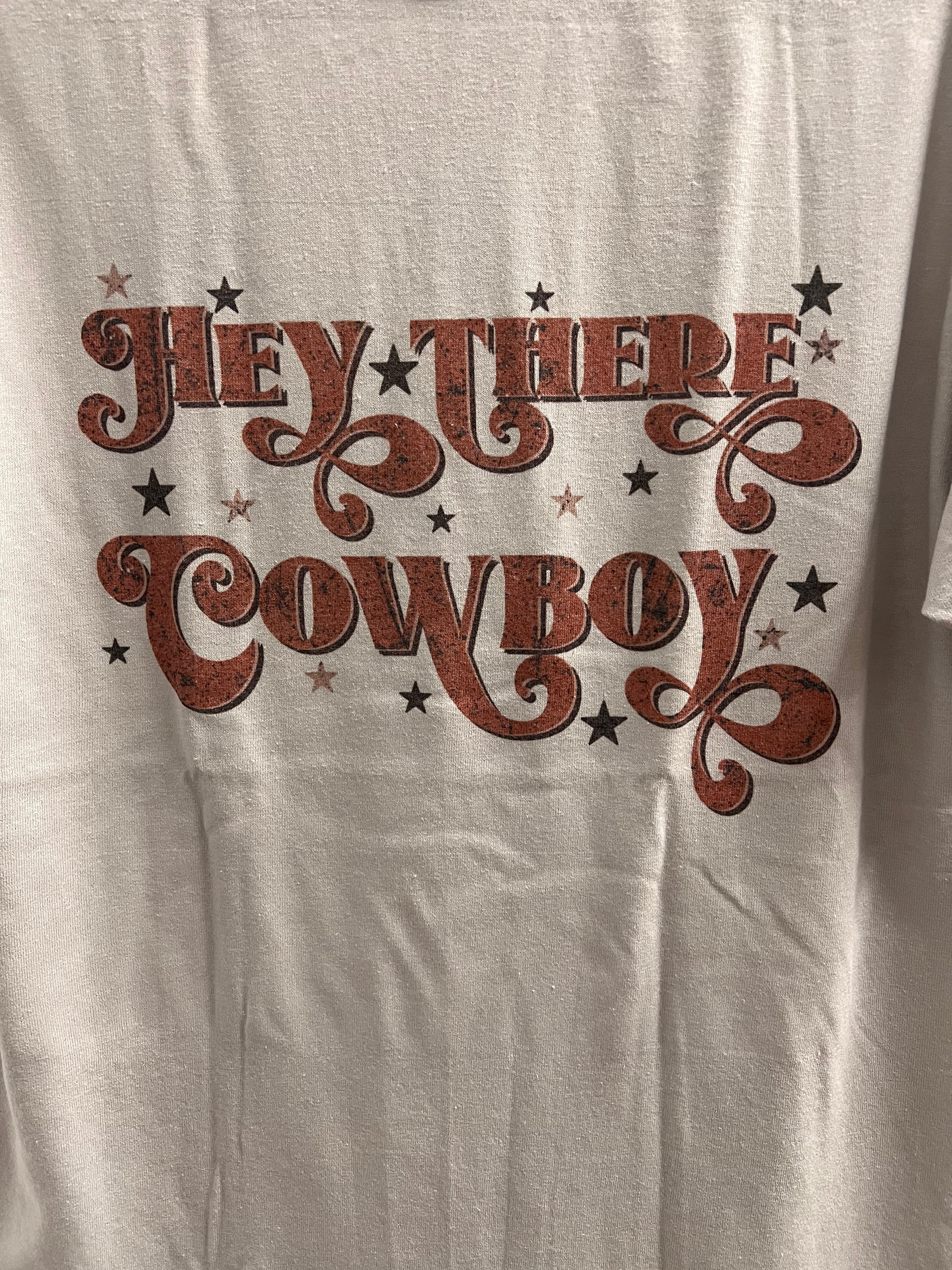 "Hey There, Cowboy" Western Graphic Tee — Silver Jerzee Cowgirl Statement