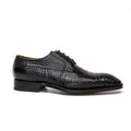 Black Plain-Toe Derby Shoes with Scale-Pattern Texture
