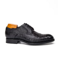 Black Round-Toe Derby Shoes with Scale-Pattern Texture