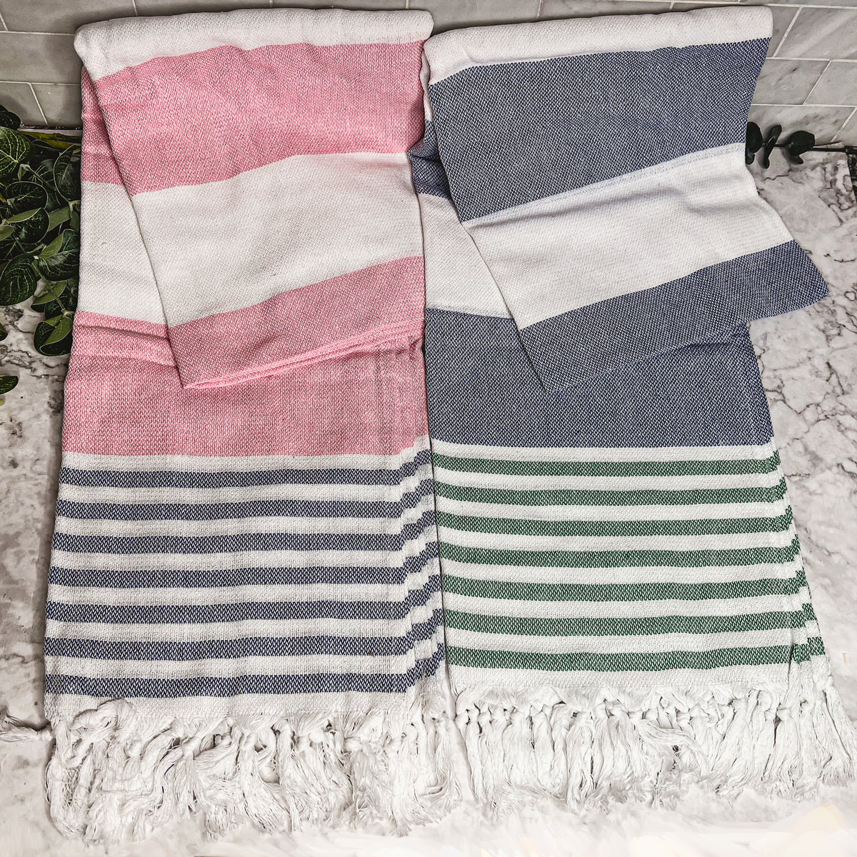 Mediterranean Cotton Bath Towel 180GSM Lightweight Gray Blue Summer