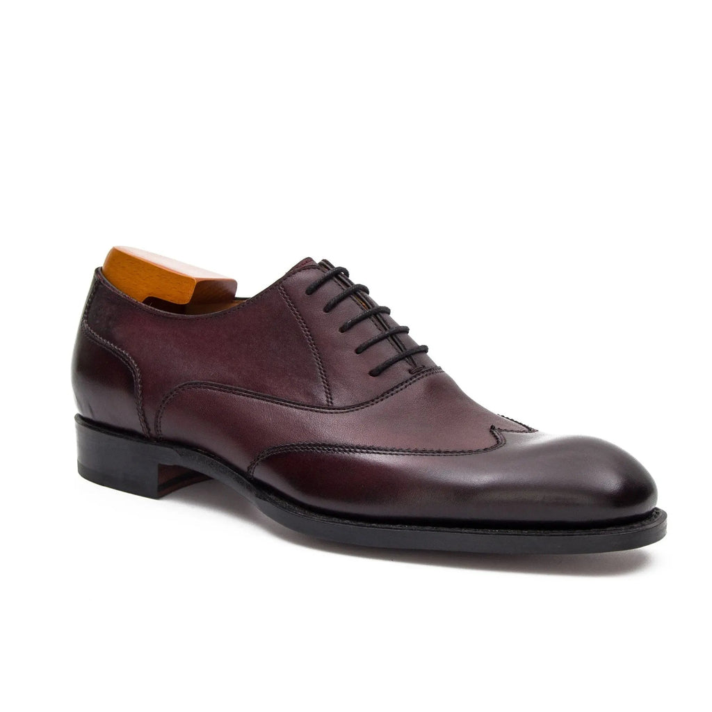Burgundy Wingtip Oxford Shoes with Textured Quarters