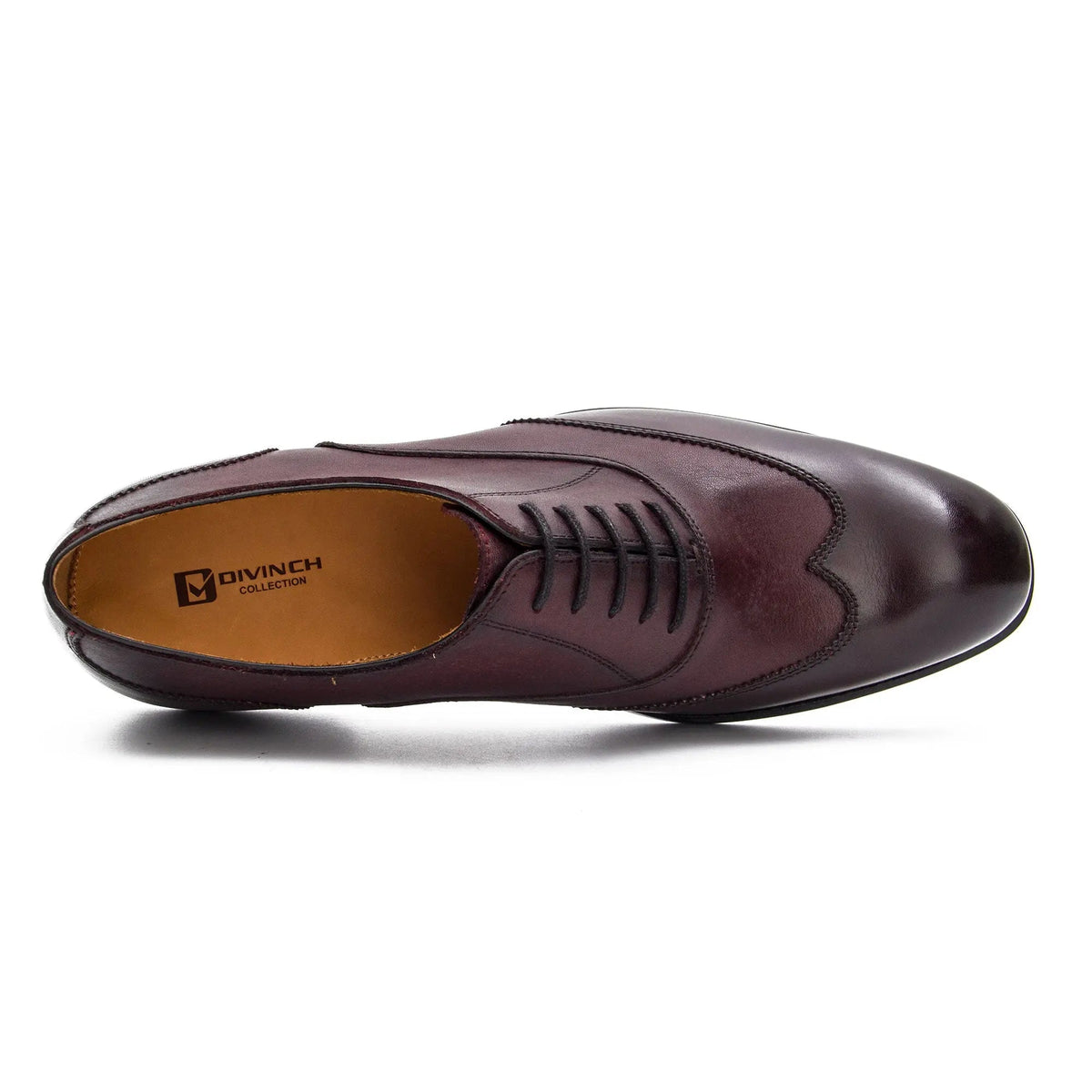 Burgundy Wingtip Oxford Shoes with Textured Quarters
