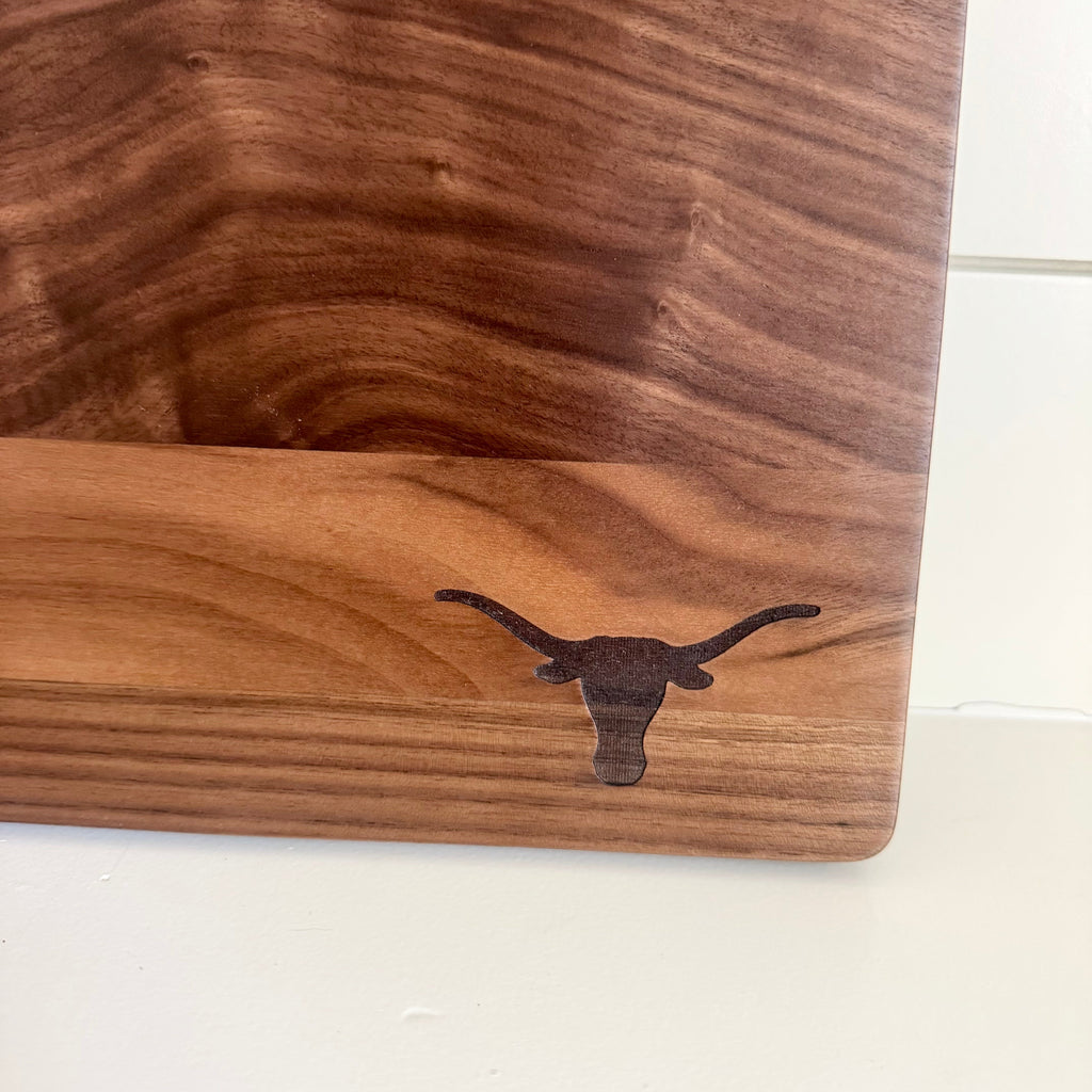 Texas Longhorns Walnut or Maple Hardwood Cutting Boards