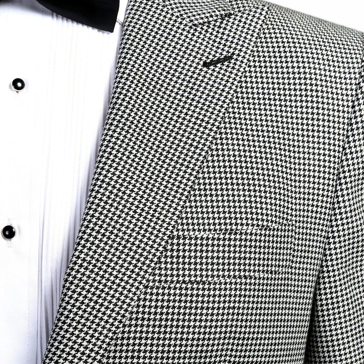 Stanford Men's Black & White Houndstooth Suit — Slim Fit 2 Piece Peak Lapel