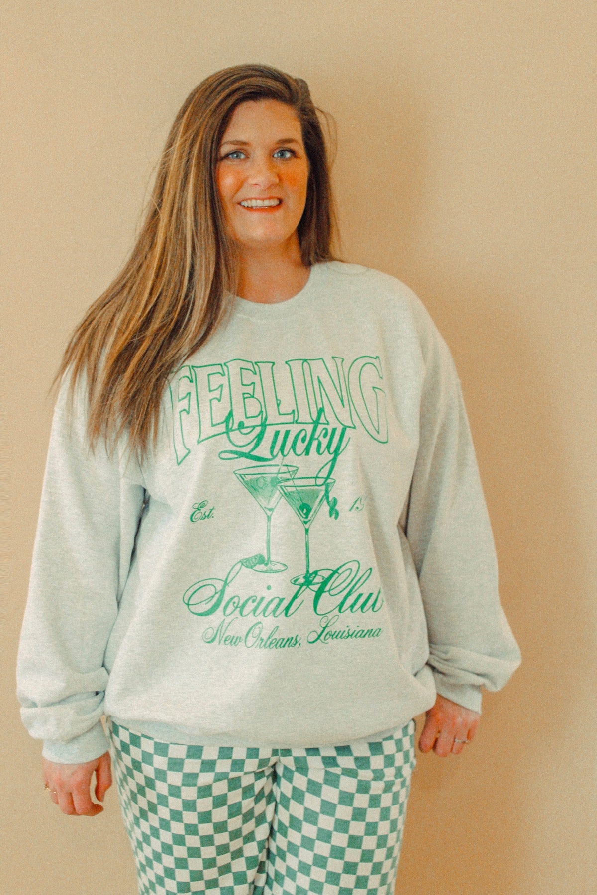Underground Original Design: Feeling Lucky NOLA Social Club Boxy Cotton Sweatshirt