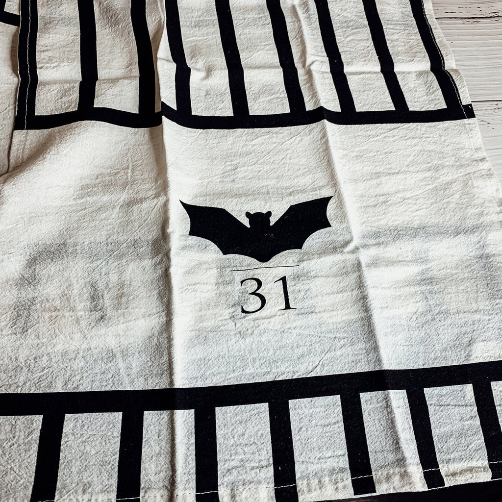 Halloween Tea Towel Bat 31 Vs Mummy Black White Cotton Dish Towel Kitchen Hand Towel Decor