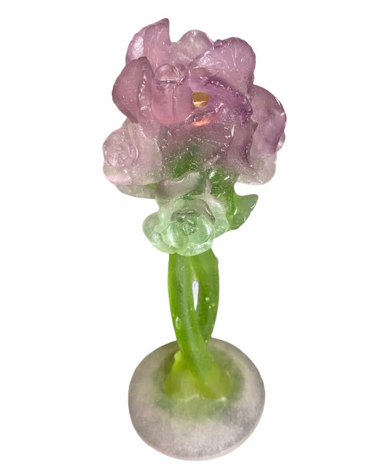 Daum Crystal Roses Candlestick Holder