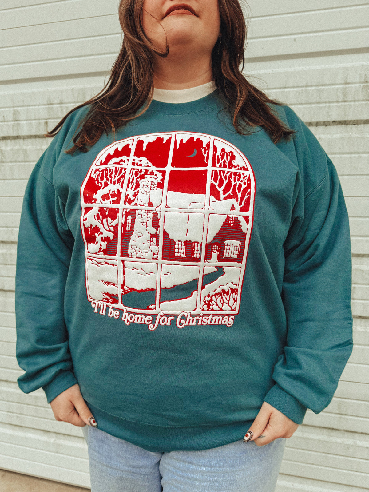 Underground Original Design: Home For Christmas, Puff Boxy Cotton Sweatshirt