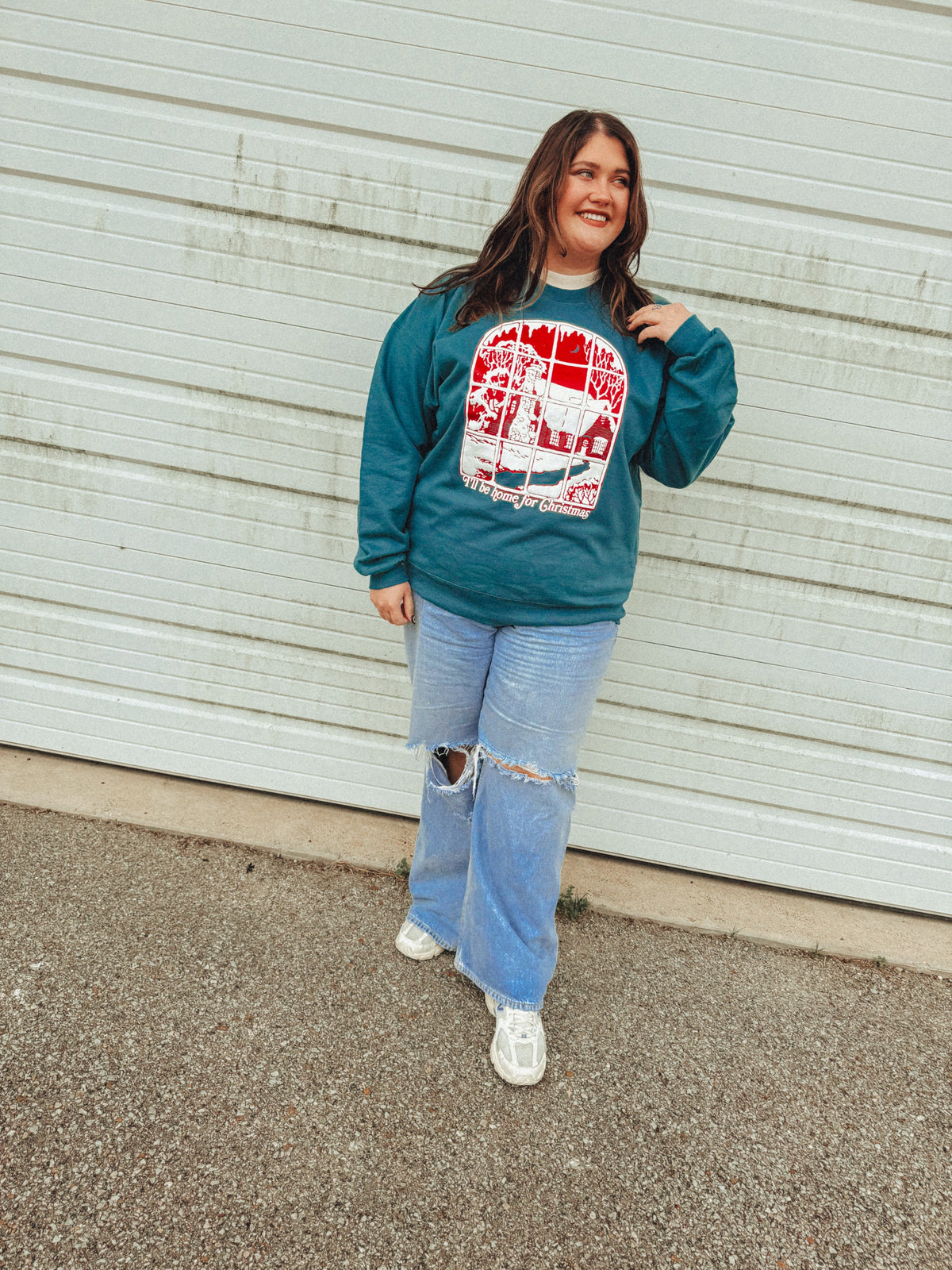 Underground Original Design: Home For Christmas, Puff Boxy Cotton Sweatshirt
