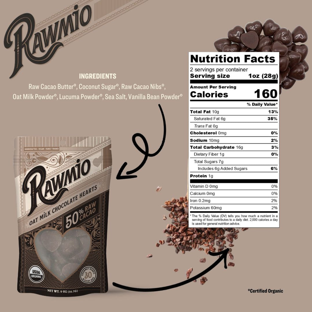 Raw Oat Milk Chocolate Hearts