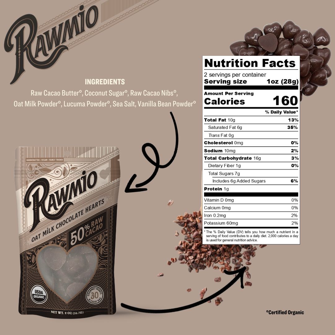 Raw Oat Milk Chocolate Hearts