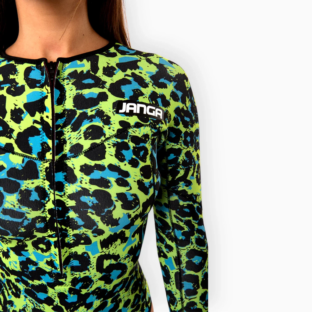 JANGLE Green Leopard Highercut Springsuit 2/2