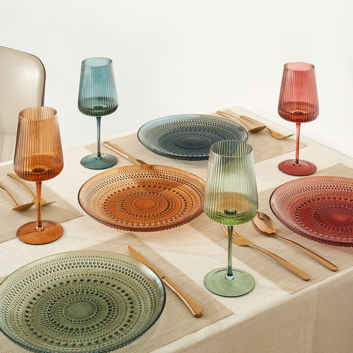 Tonal Hobnail Glass Plate, Set of 6