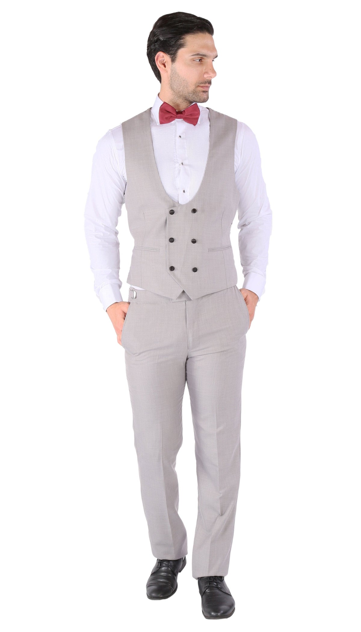 Luna 3pc Slim Fit Grey Peak Lapel Tuxedo