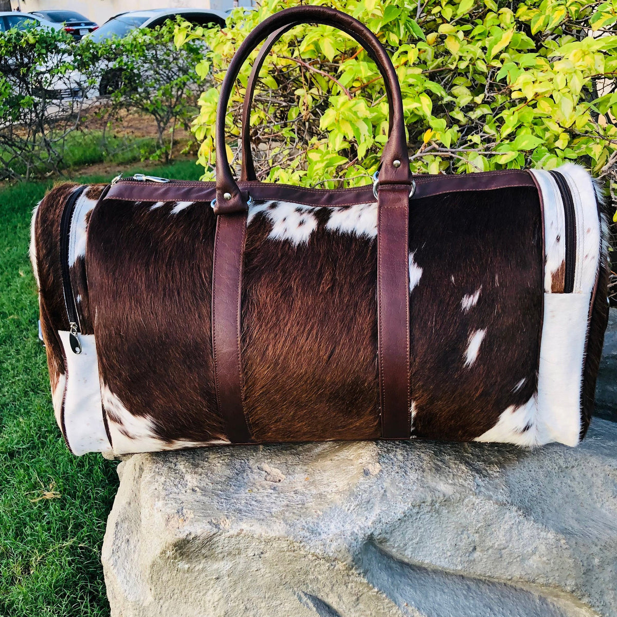 Large Cowhide Duffel Bag, Genuine Leather Overnight Travel Tote, Unique Birthday Gift for Him or Her