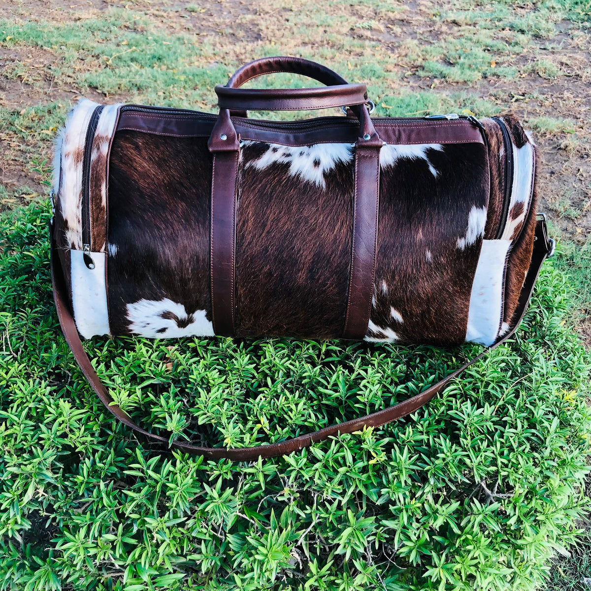 Large Cowhide Duffel Bag, Genuine Leather Overnight Travel Tote, Unique Birthday Gift for Him or Her