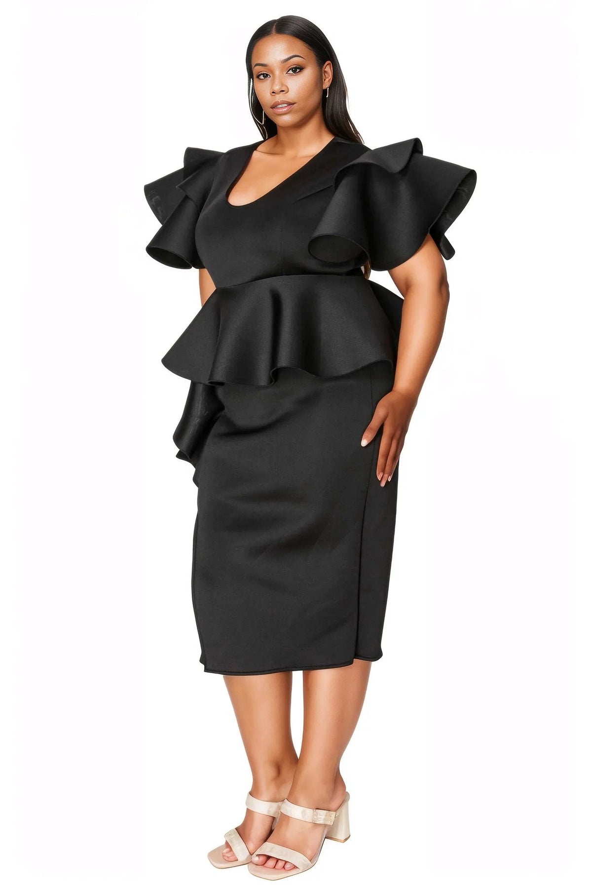 Kira Neoprene Peplum Dress
