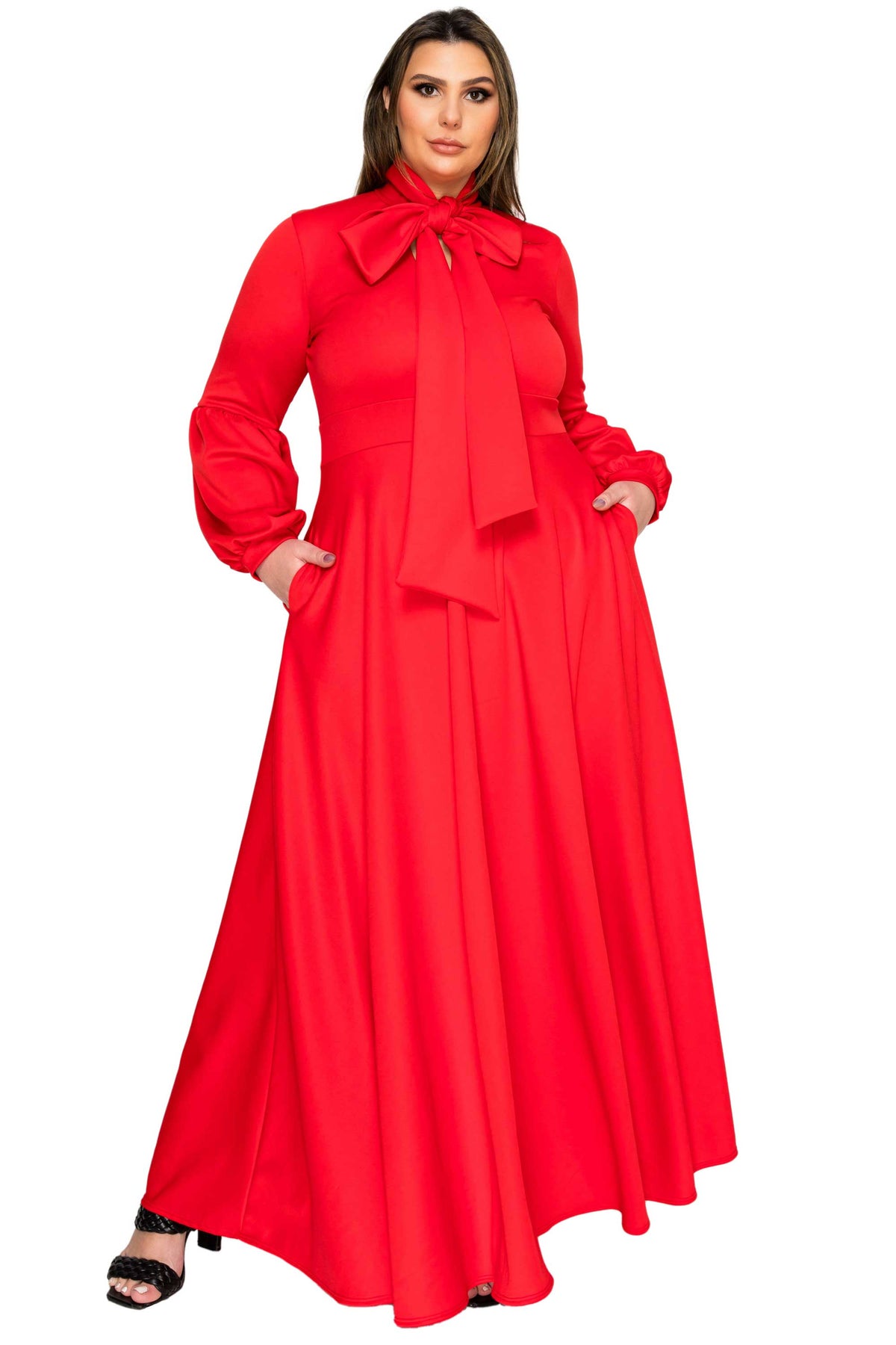 Bella Donna Dress with Ribbon and Bishop Sleeves