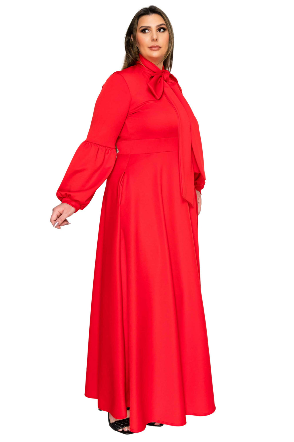 Bella Donna Dress with Ribbon and Bishop Sleeves