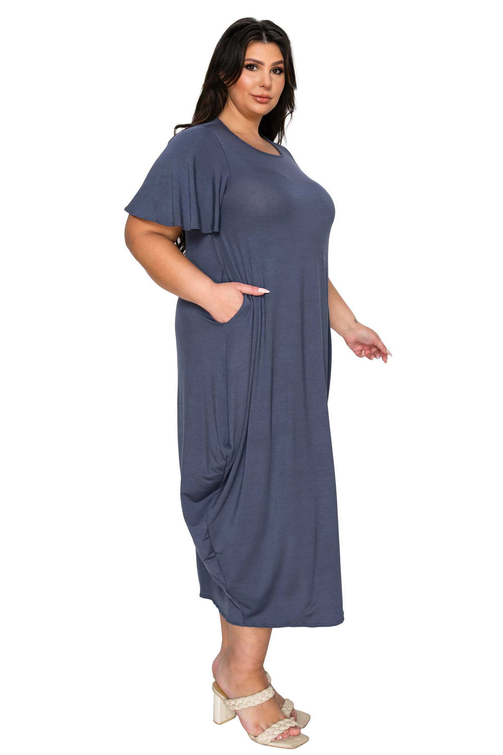 Liz Flutter Sleeve Pocket Dress