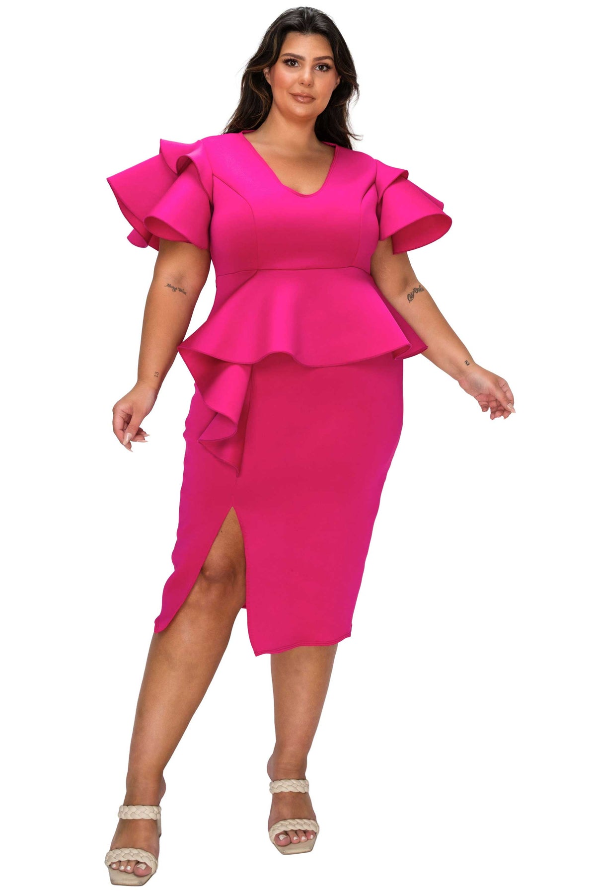 Kira Neoprene Peplum Dress