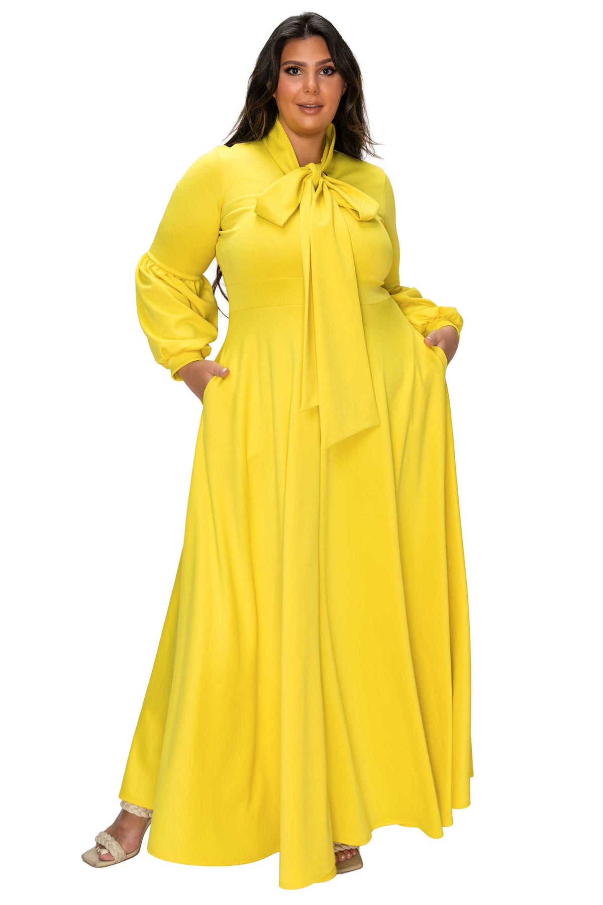 Bella Donna Dress with Ribbon and Bishop Sleeves