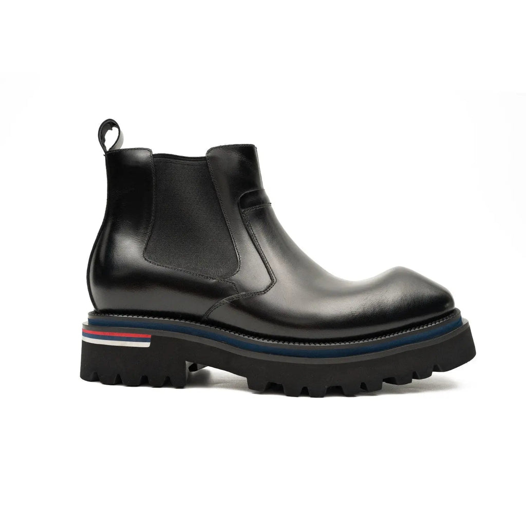 Black Lug Sole Chelsea Ankle Boot