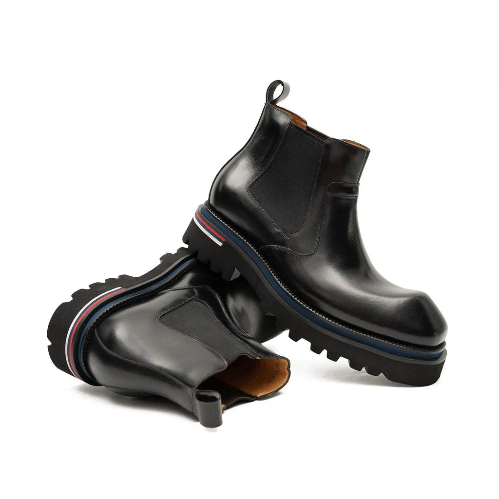 Black Lug Sole Chelsea Ankle Boot