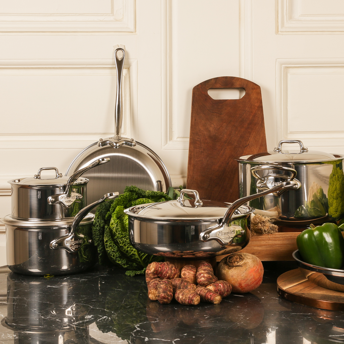 Mauviel 1830 M'COOK 5-Ply Stewpan, Cast Stainless Steel Handles