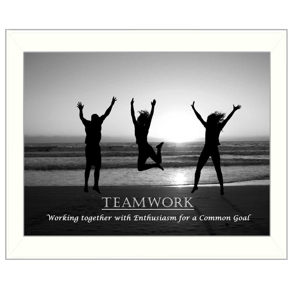 "Teamwork" Framed Wall Art | Motivational Office Print, White Frame