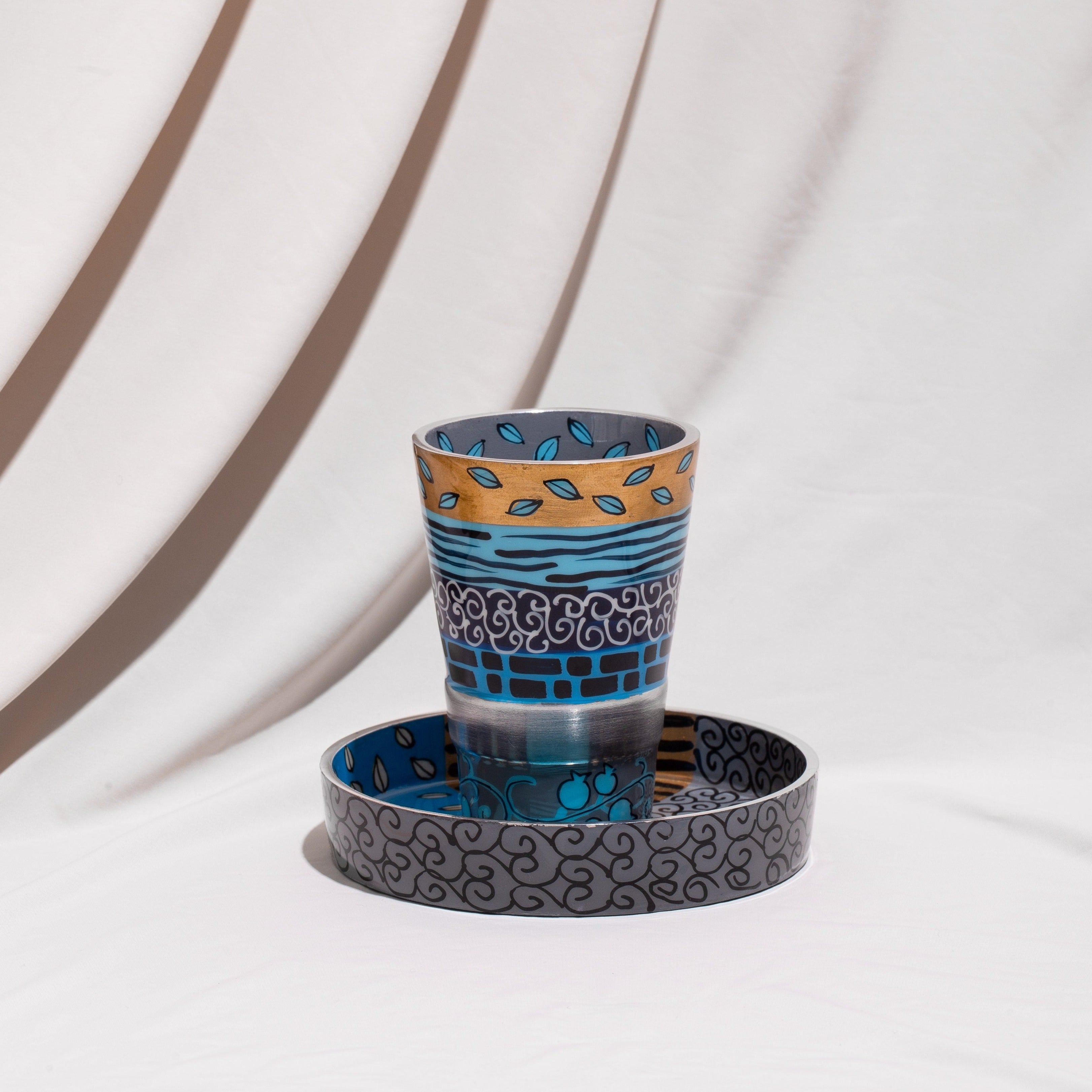 Kiddush Cup with Hand Painted Enamel - Premium Touch Series