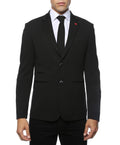 Modena Royal Black Knit Slim Fit Blazer