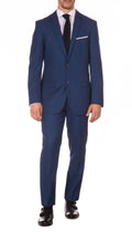 Morgan Men's Slim Fit Blue Plaid 2-Piece Suit