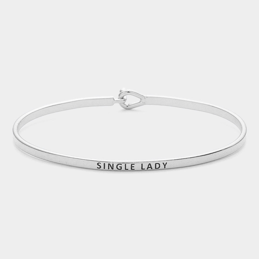 "Single Lady" Thin Brass Metal Hook Bracelet