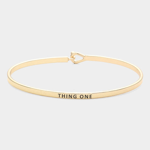 "Thing One" Thin Brass Metal Hook Bracelet