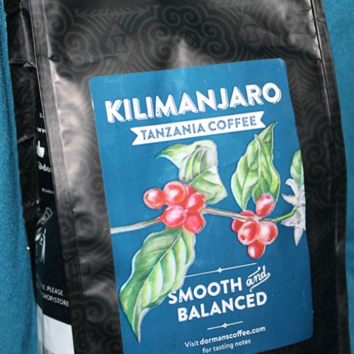 Dormans Kilimanjaro Coffee angled pouch showing product packaging