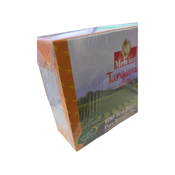 Melvins Tangawizi Chai box landscape view 100 ginger tea bags made from highland Kenyan black tea