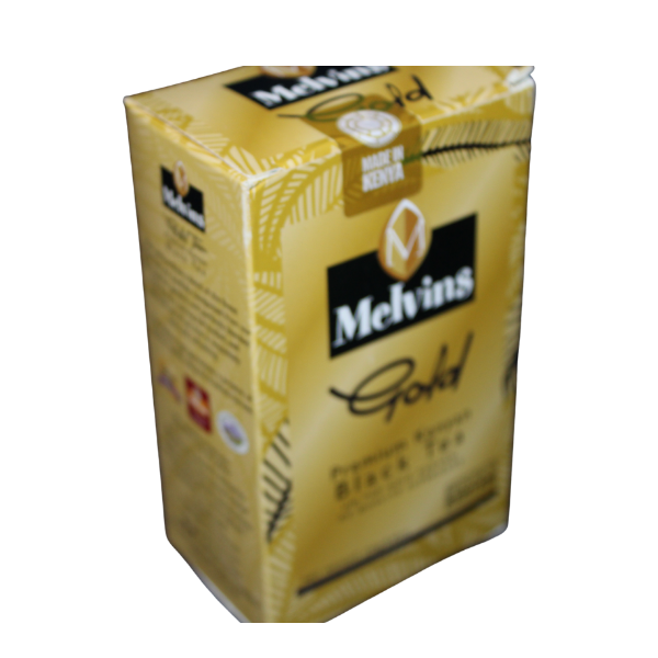 Melvins Gold Premium Kenya Black Tea 500g full gold box standalone view
