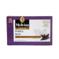 Melvins Purple Bliss purple tea 25 bags small flat front box view Kenya